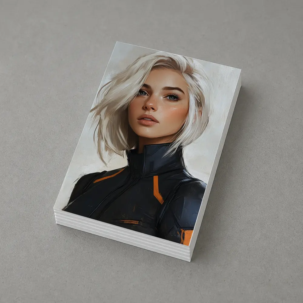 Sci Fi Woman White Hair Digital Portrait Art – Postcards