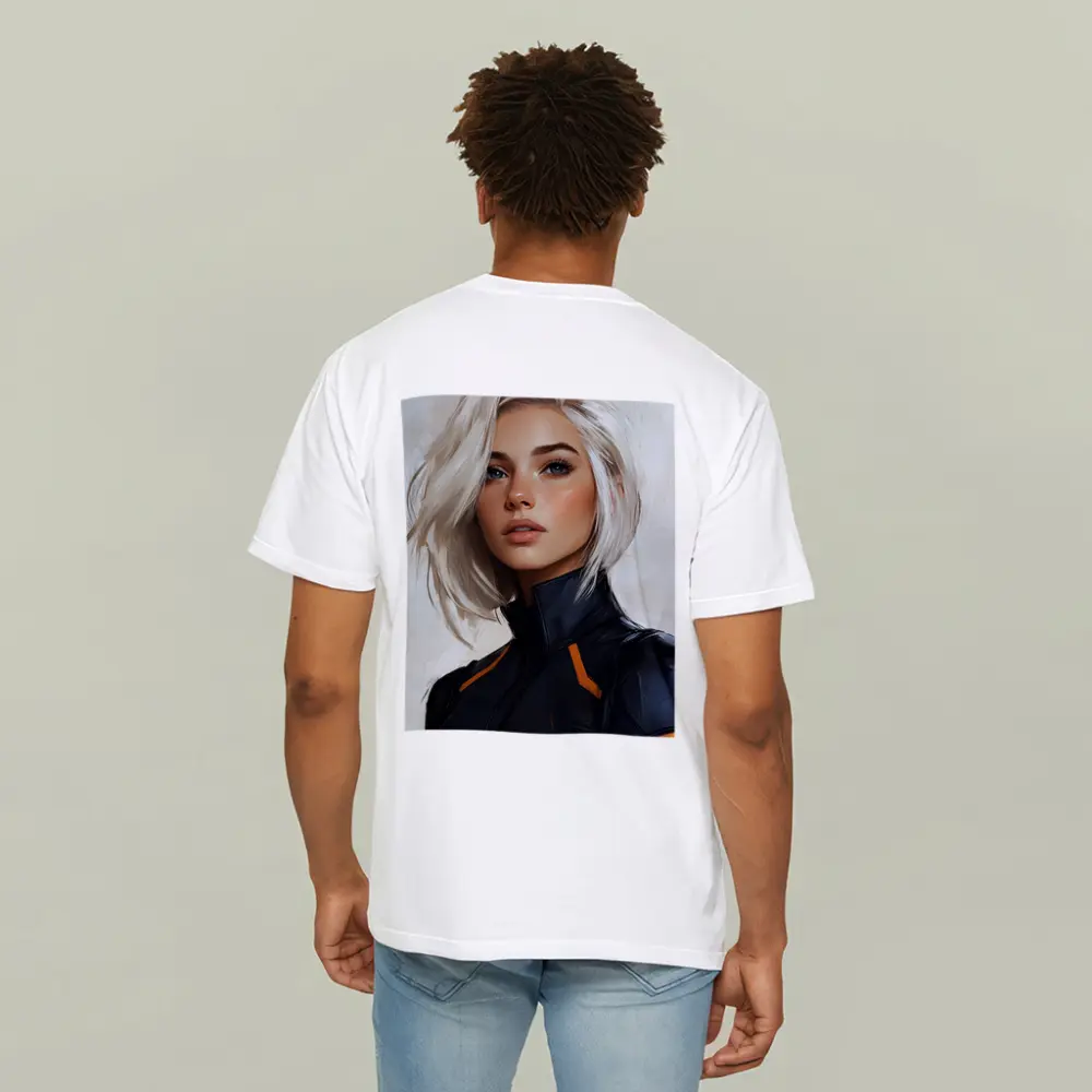 Sci Fi Woman White Hair Digital Portrait Art – T-Shirts