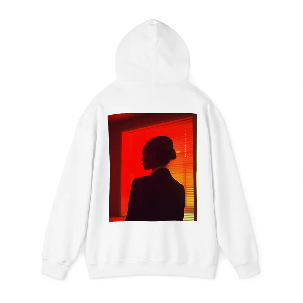 Woman Silhouette Red Neon Window Dark – Hoodies