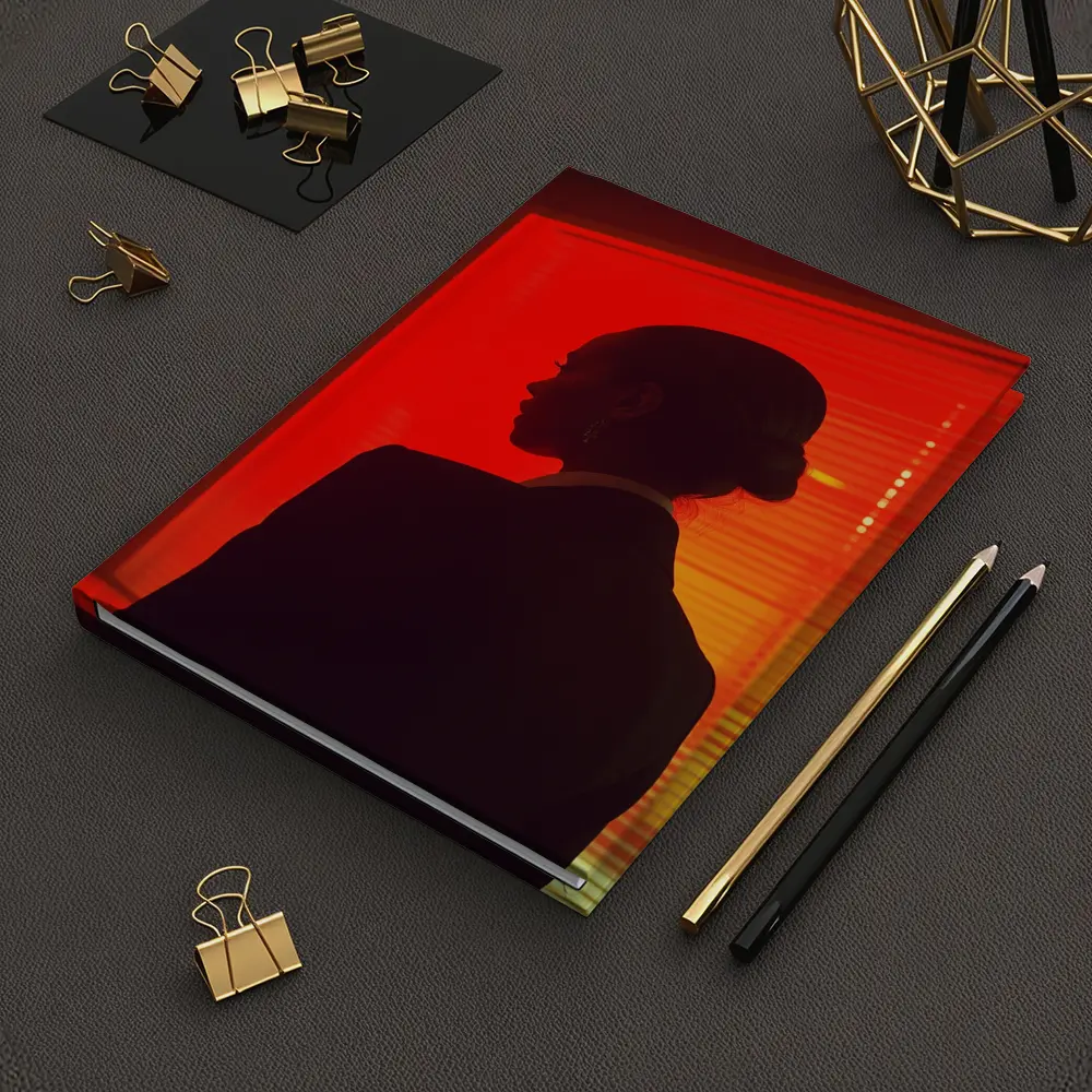 Woman Silhouette Red Neon Window Dark – Notebooks