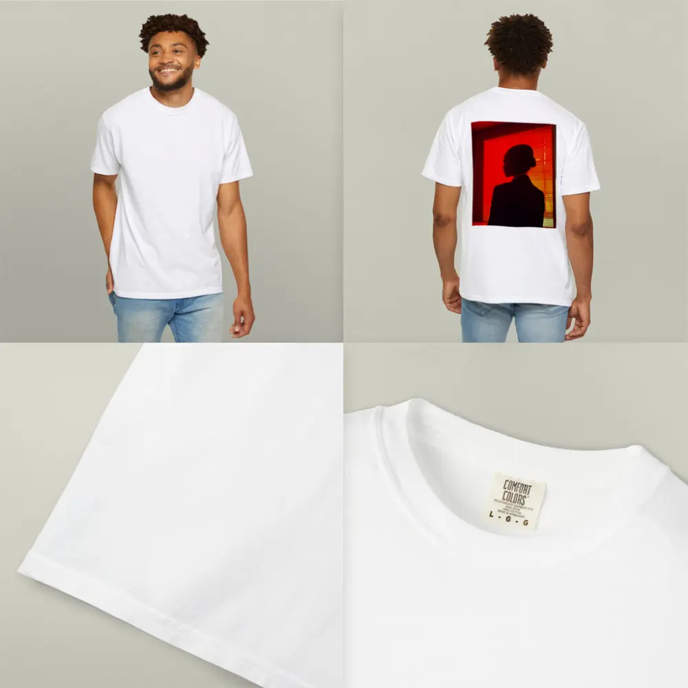 Woman Silhouette Red Neon Window Dark – T-Shirts