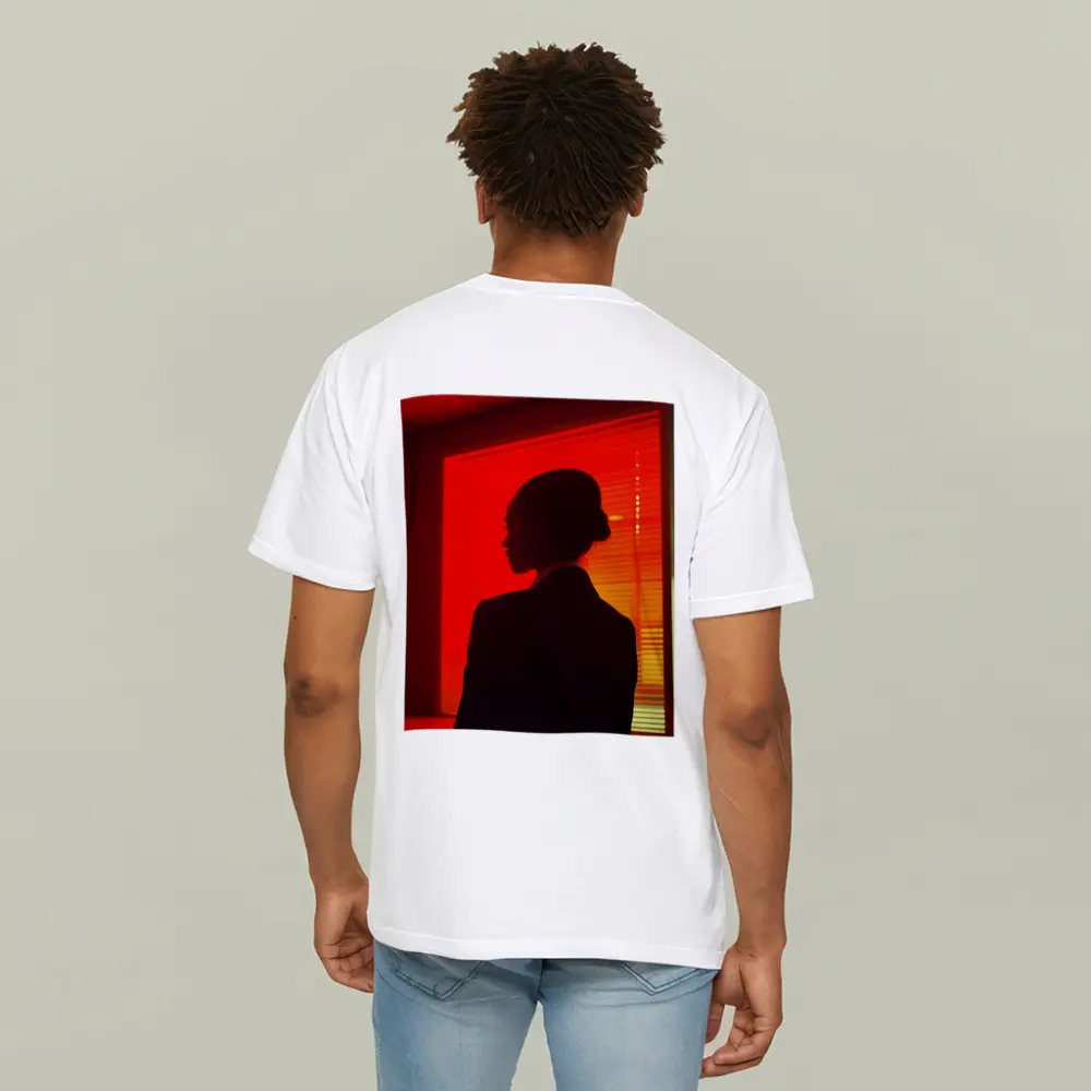Woman Silhouette Red Neon Window Dark – T-Shirts