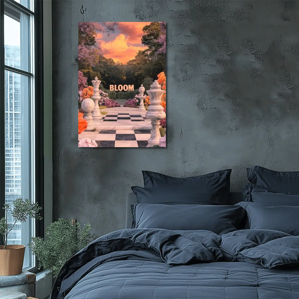 Bloom Chess Garden Surreal Floral Fantasy – Wall Art