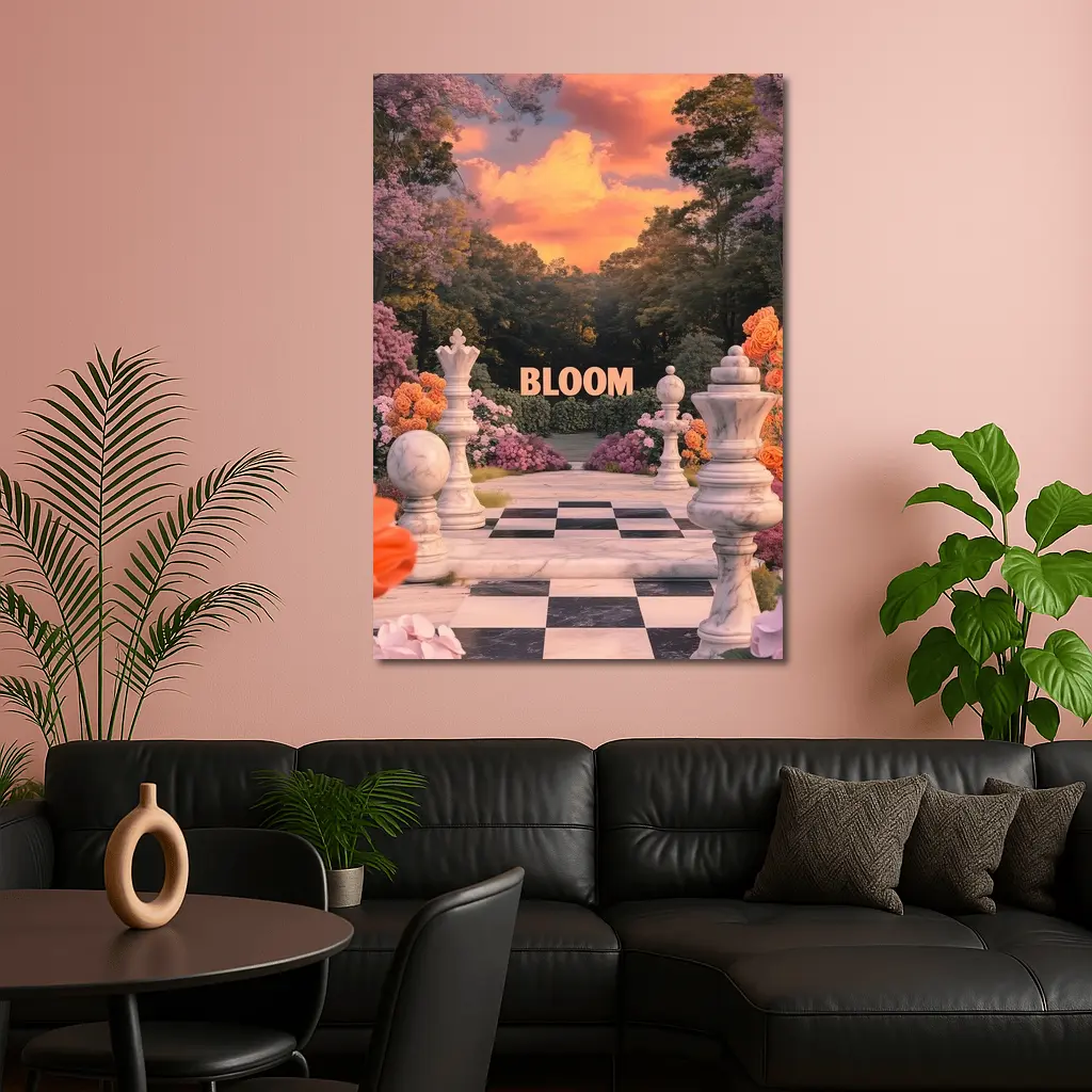 Bloom Chess Garden Surreal Floral Fantasy – Wall Art