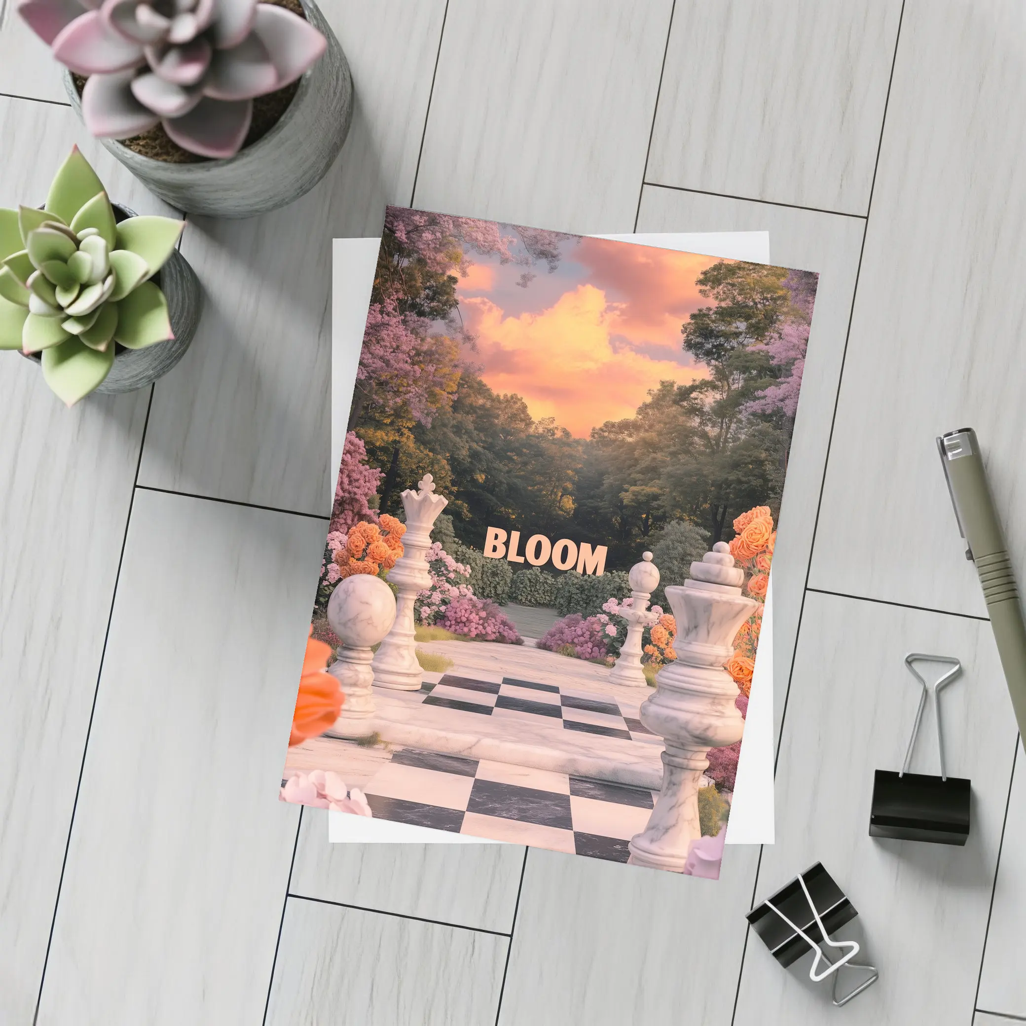 Bloom Chess Garden Surreal Floral Fantasy – Postcards