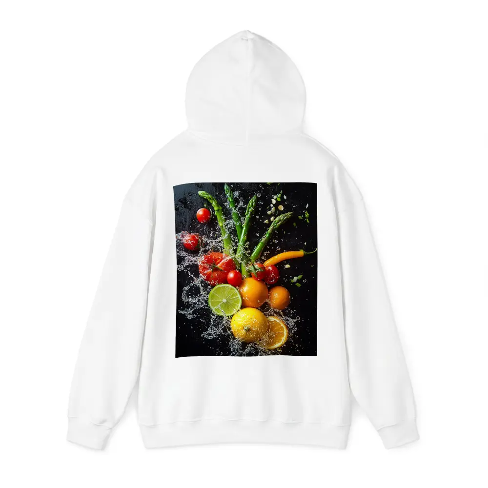 Fresh Vegetables Fruits Water Splash Dark Background – Hoodies