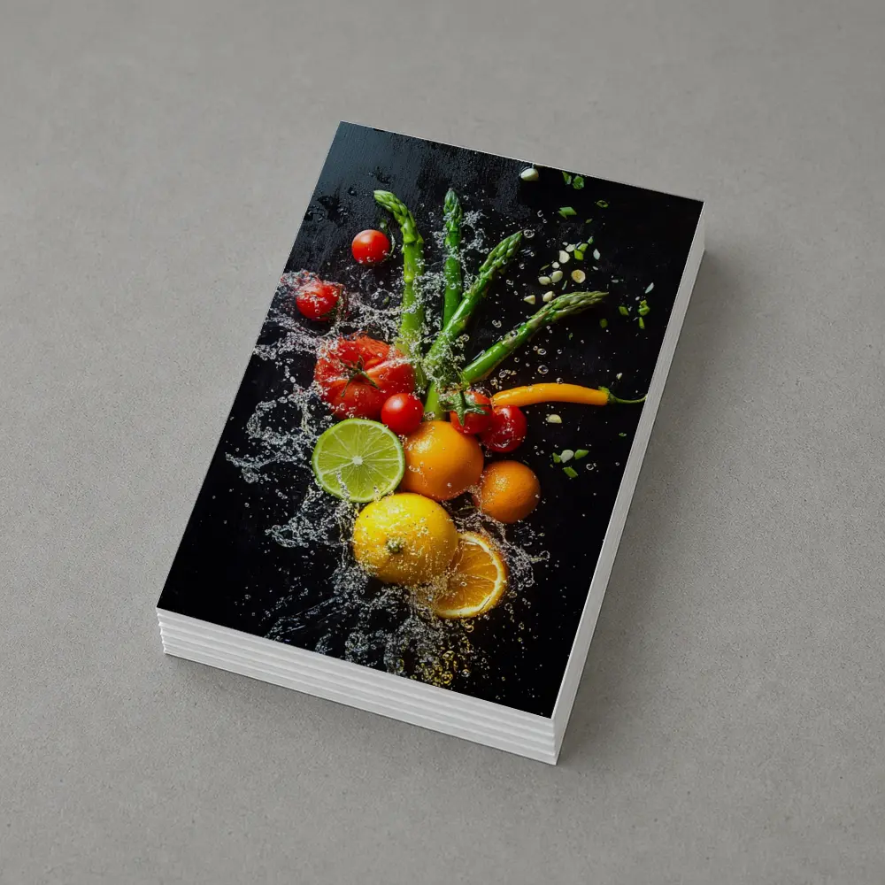 Fresh Vegetables Fruits Water Splash Dark Background – Postcards
