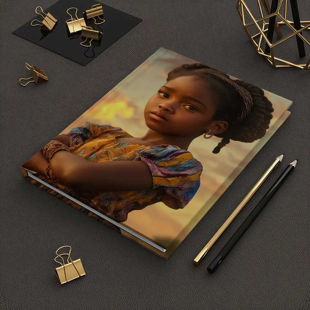 Confident Young Girl Golden Sunset Sky – Notebooks