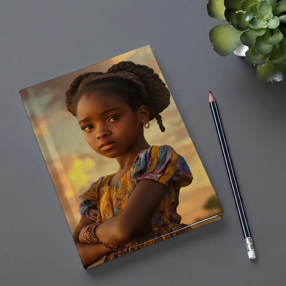 Confident Young Girl Golden Sunset Sky – Notebooks