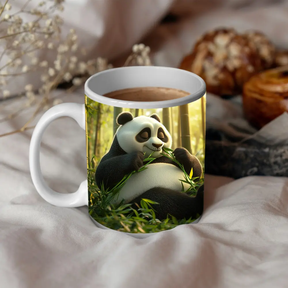 Chubby Panda Eating Bamboo Forest – Mugs