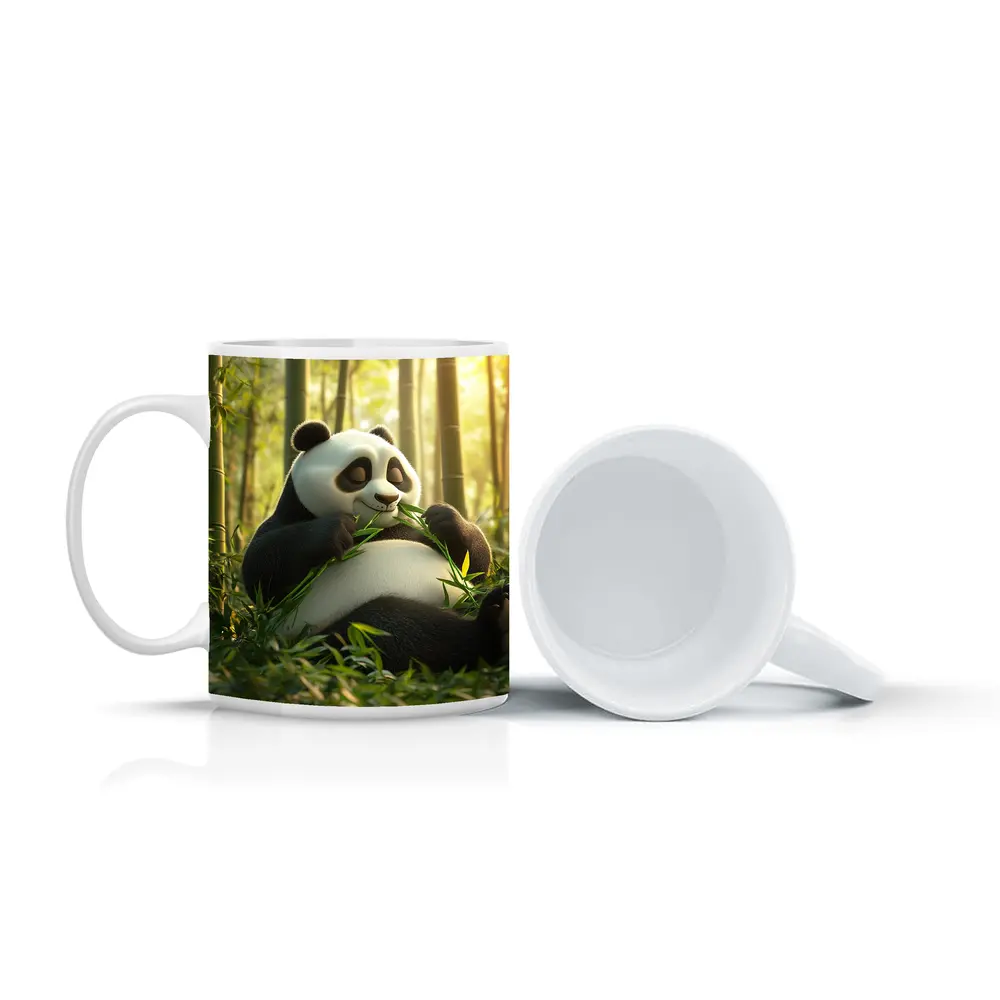 Chubby Panda Eating Bamboo Forest – Mugs