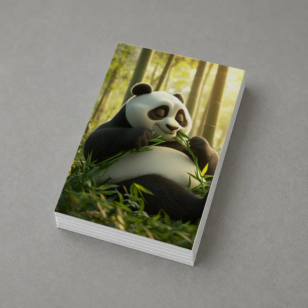Chubby Panda Eating Bamboo Forest – Postcards
