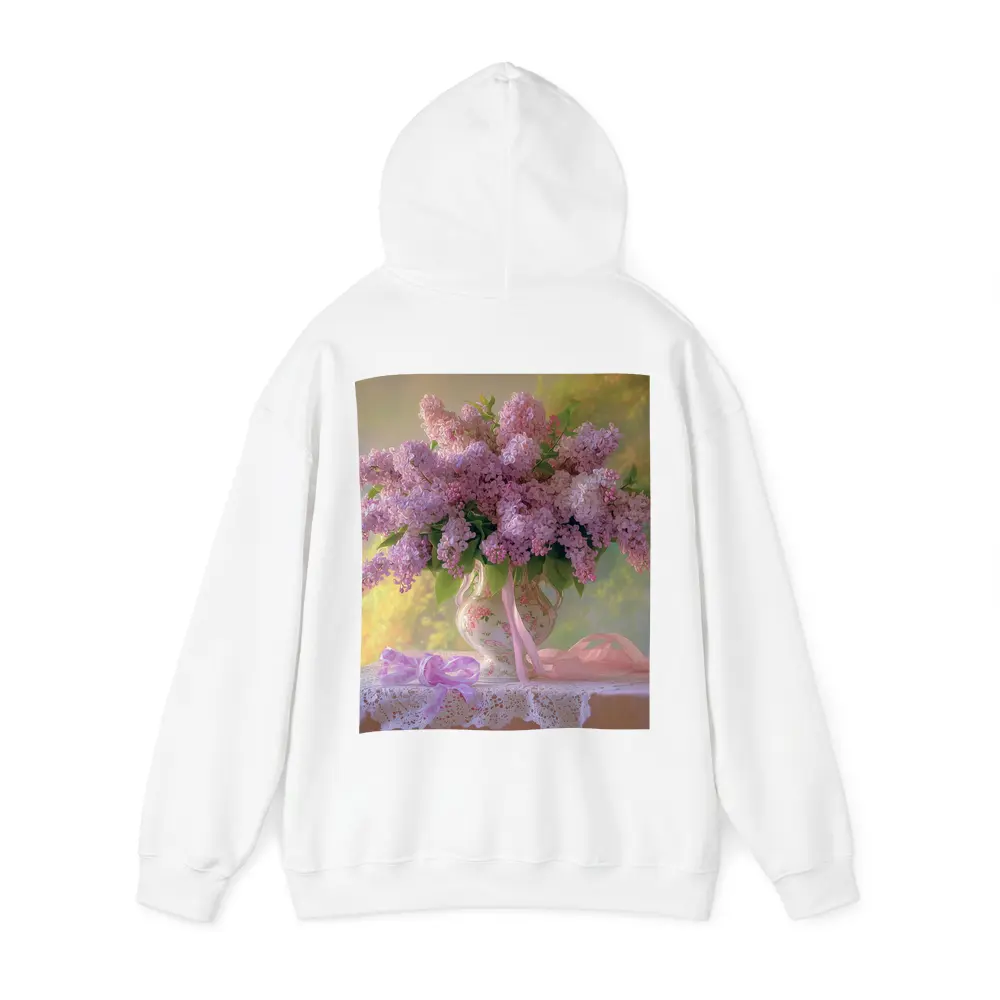 Lilac Bouquet Porcelain Vase Lace Table – Hoodies