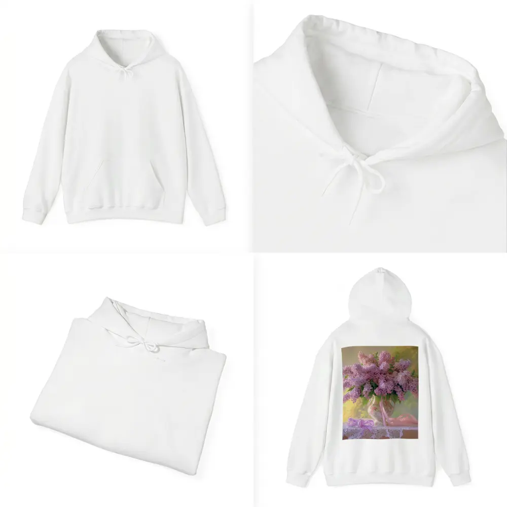Lilac Bouquet Porcelain Vase Lace Table – Hoodies