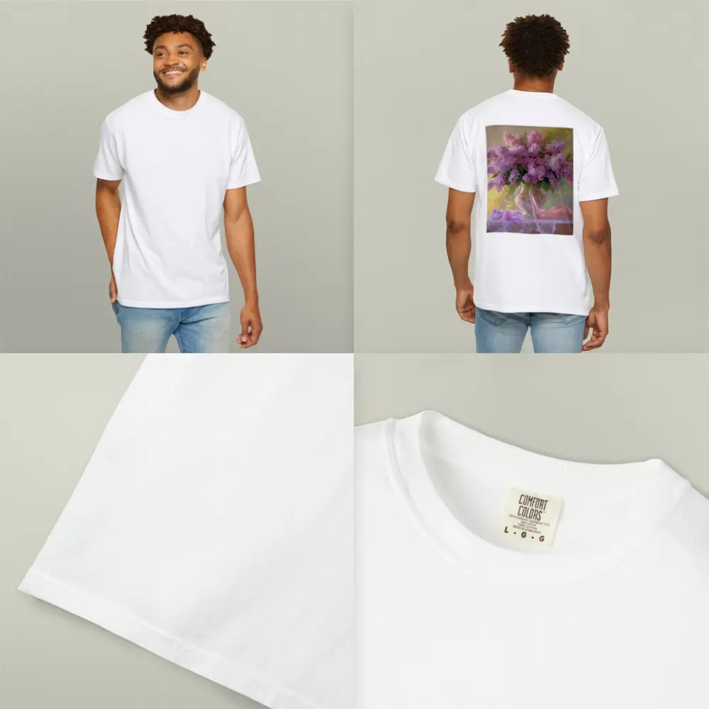 Lilac Bouquet Porcelain Vase Lace Table – T-Shirts