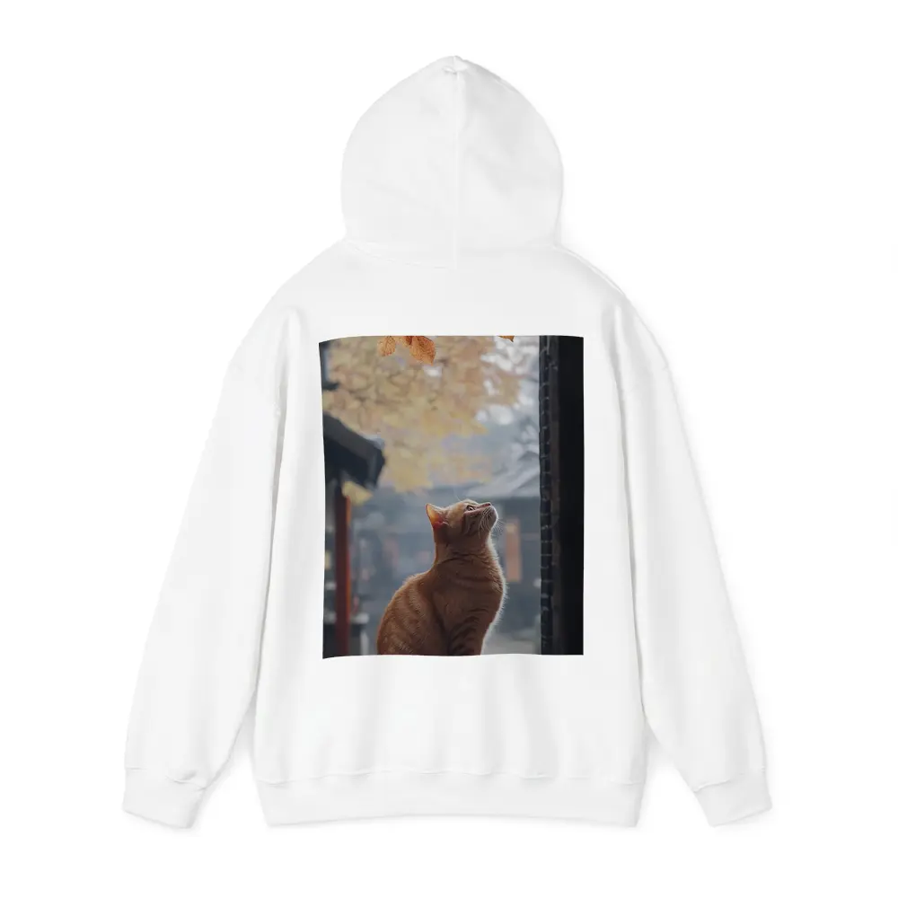 Orange Cat Watching Autumn Leaves Fall – Hoodies