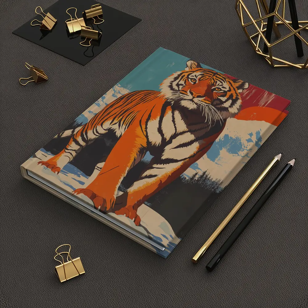 Tiger Standing in Snowy Mountain Landscape – Notebooks