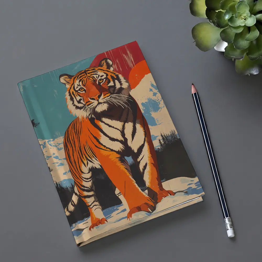 Tiger Standing in Snowy Mountain Landscape – Notebooks