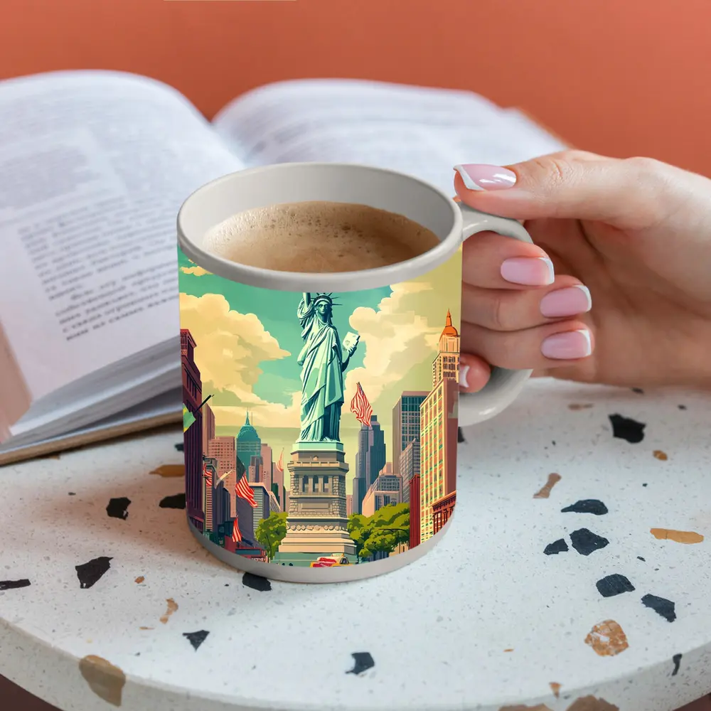 Statue of Liberty New York City Retro Art – Mugs