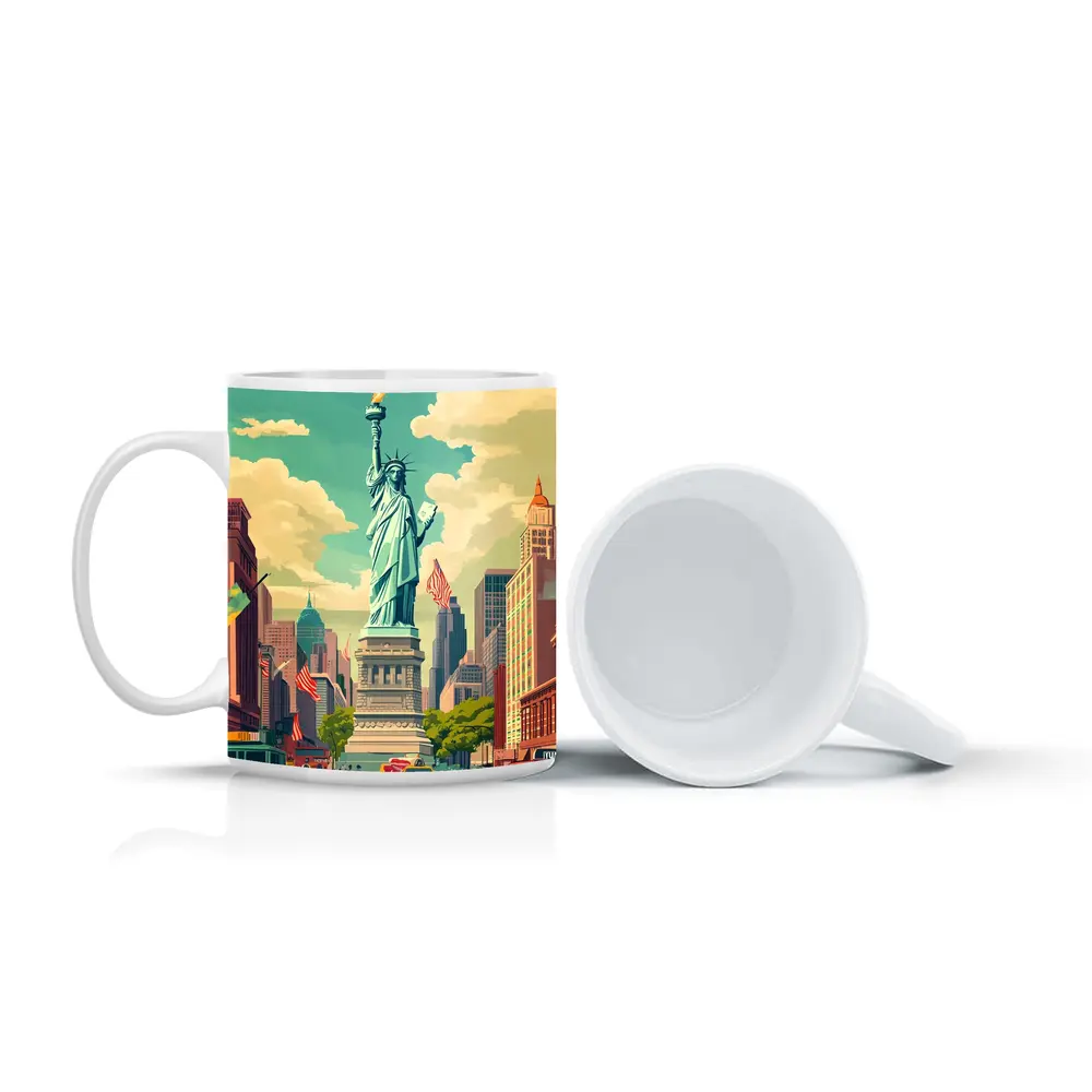 Statue of Liberty New York City Retro Art – Mugs
