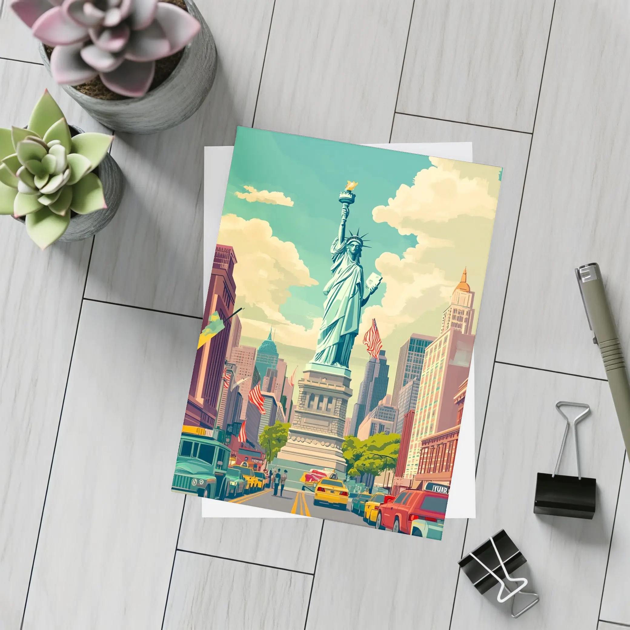 Statue of Liberty New York City Retro Art – Postcards