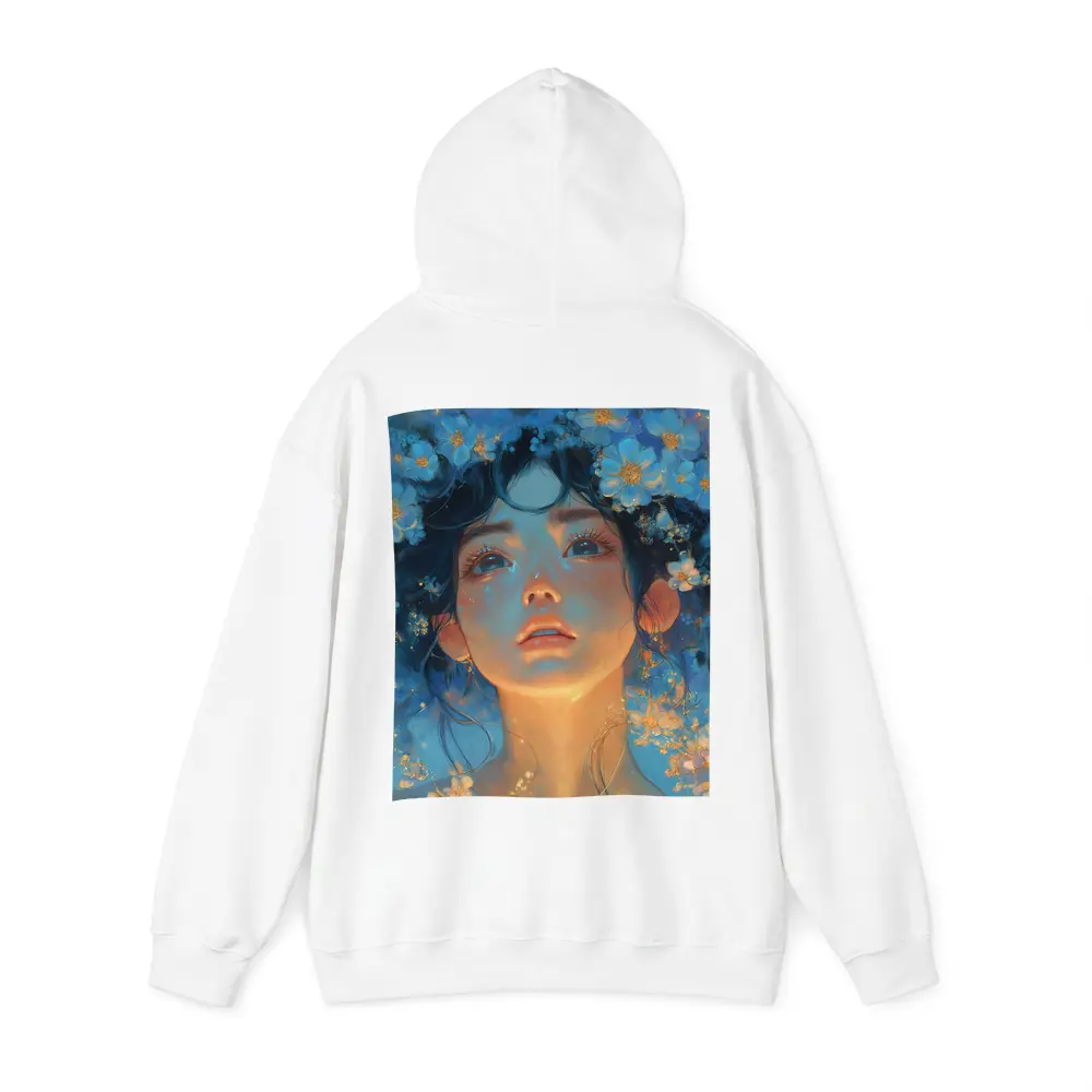 Anime Girl Blue Flowers Fantasy Portrait – Hoodies