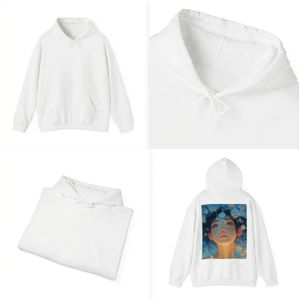 Anime Girl Blue Flowers Fantasy Portrait – Hoodies