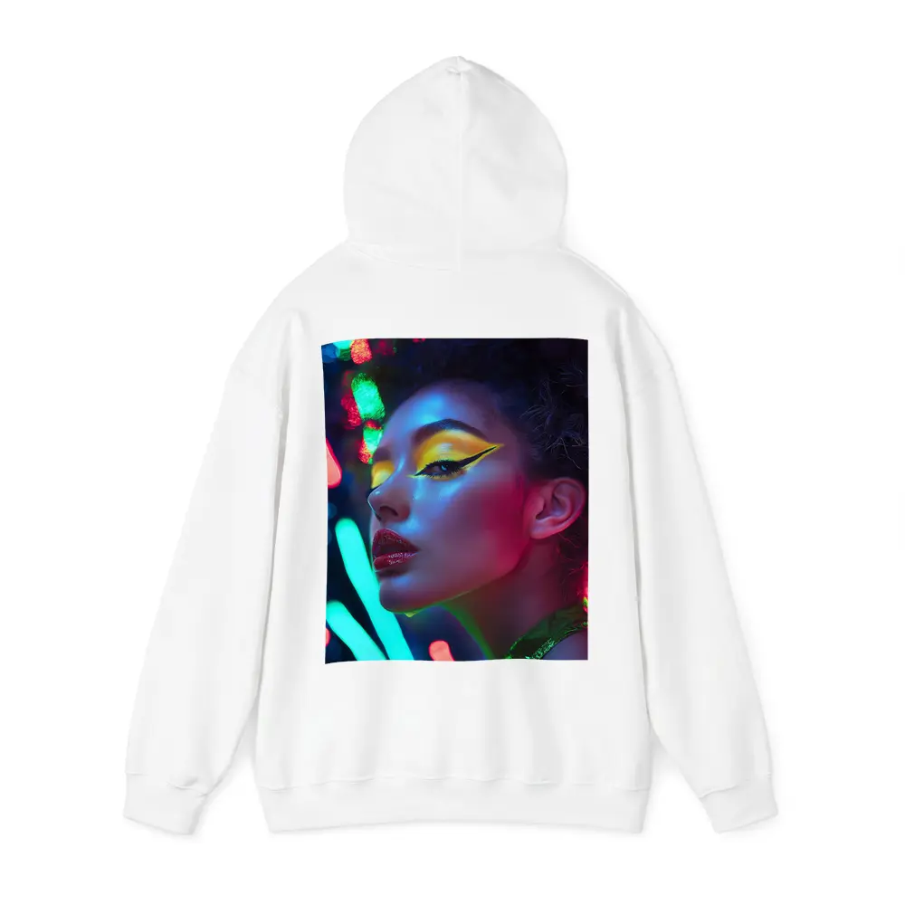 Neon Makeup Woman Bold Colorful Night Portrait – Hoodies