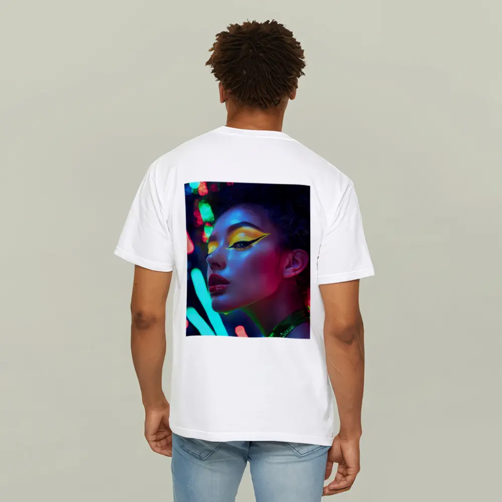 Neon Makeup Woman Bold Colorful Night Portrait – T-Shirts