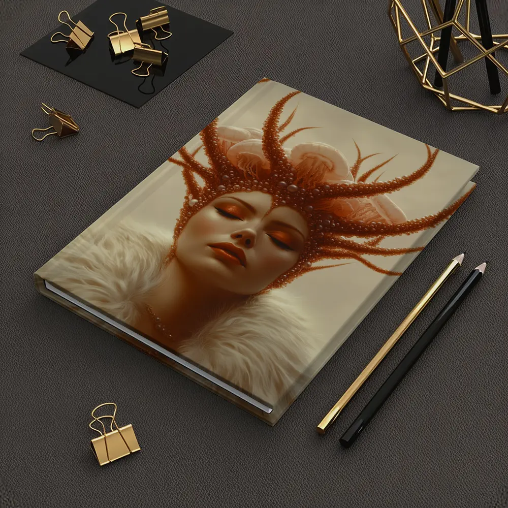Fantasy Woman Ocean Crown Surreal Portrait Art – Notebooks