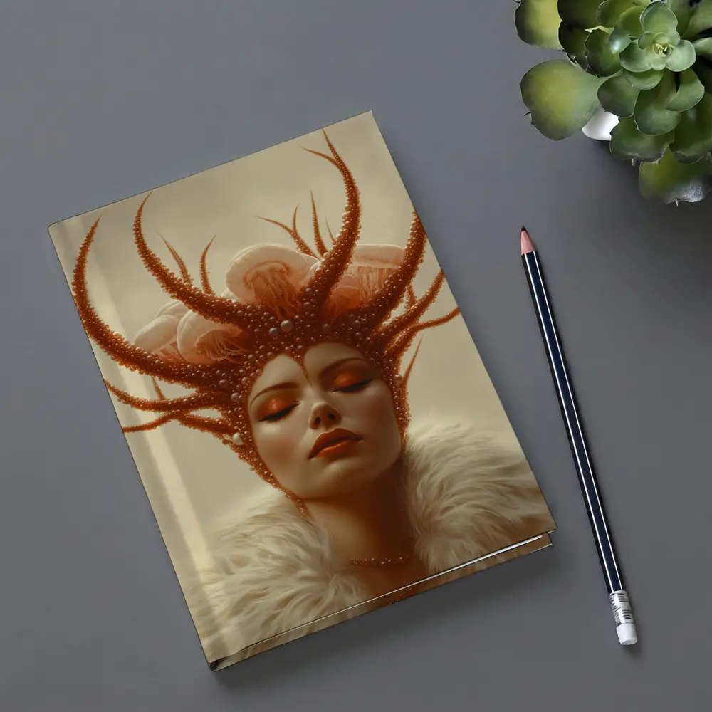 Fantasy Woman Ocean Crown Surreal Portrait Art – Notebooks