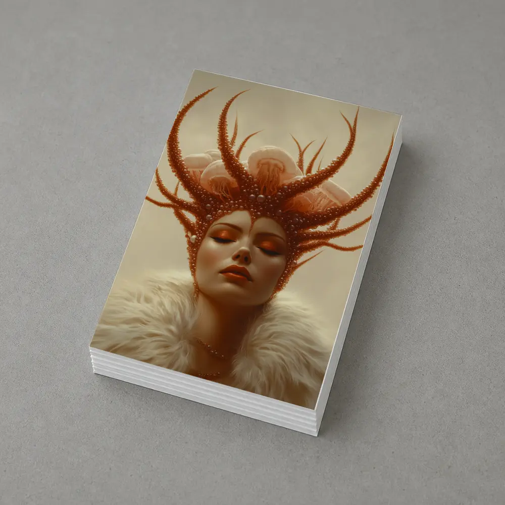 Fantasy Woman Ocean Crown Surreal Portrait Art – Postcards