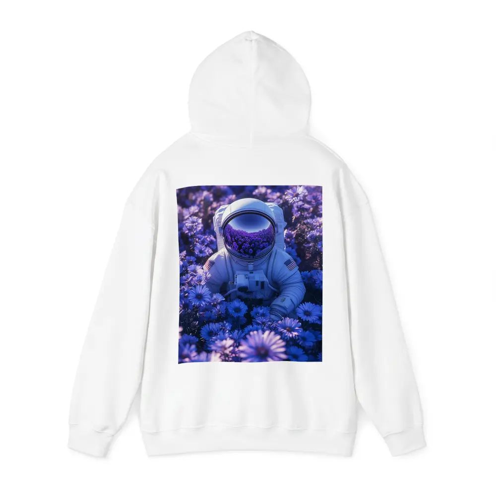 Astronaut Resting In Purple Flower Field – Hoodies