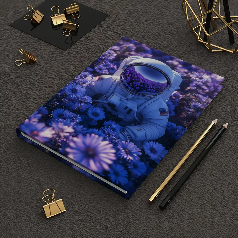 Astronaut Resting In Purple Flower Field – Notebooks