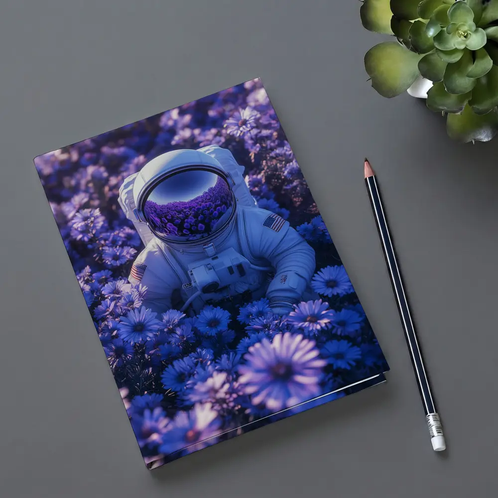 Astronaut Resting In Purple Flower Field – Notebooks