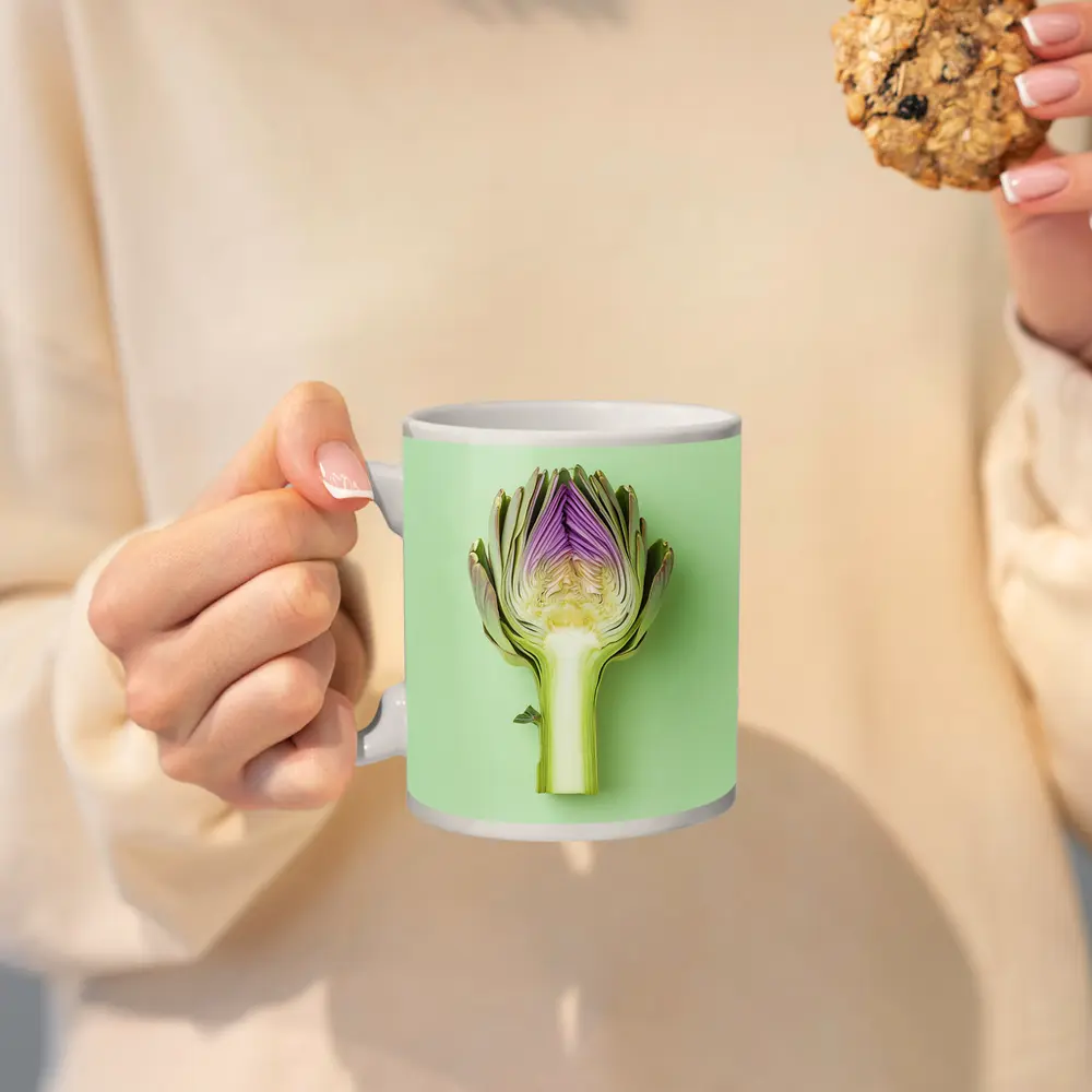 Artichoke Cross Section on Mint Green Background – Mugs