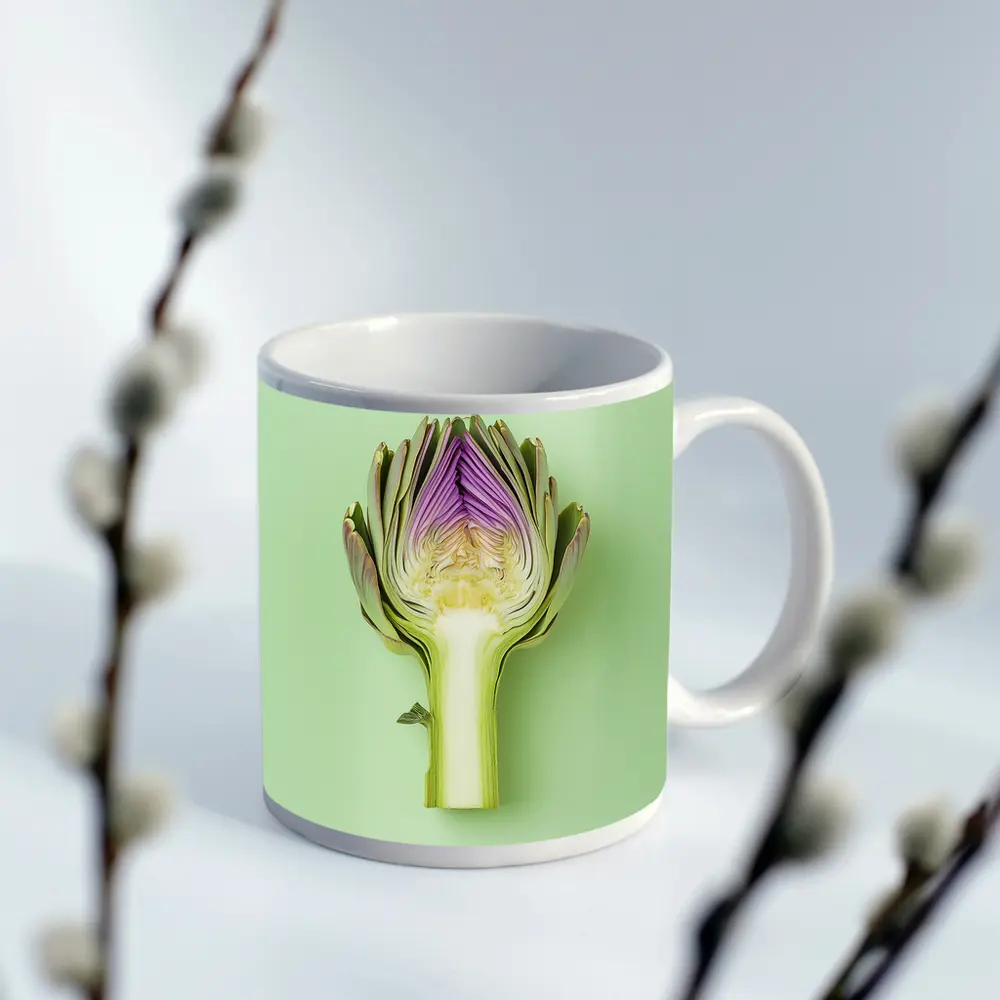 Artichoke Cross Section on Mint Green Background – Mugs