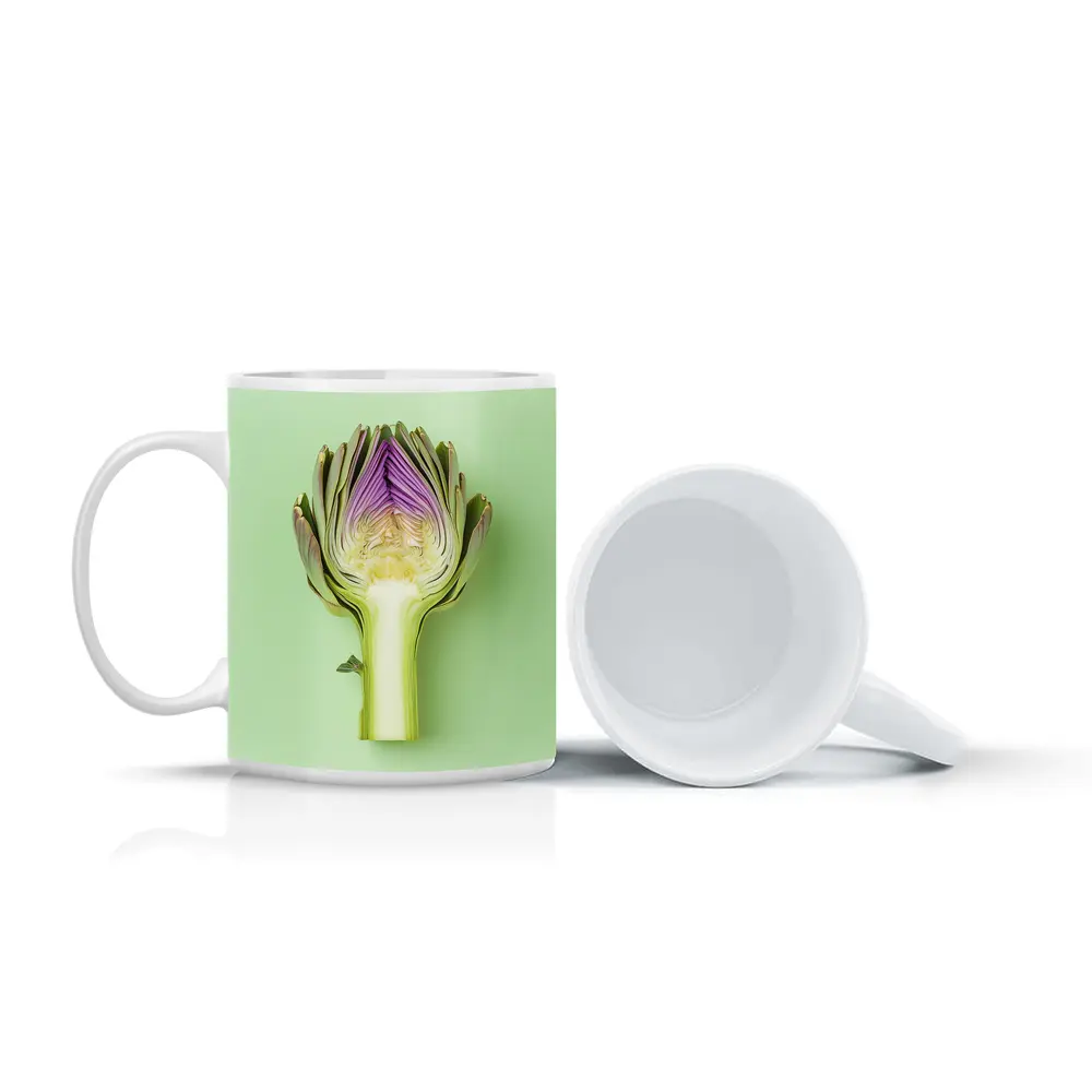 Artichoke Cross Section on Mint Green Background – Mugs