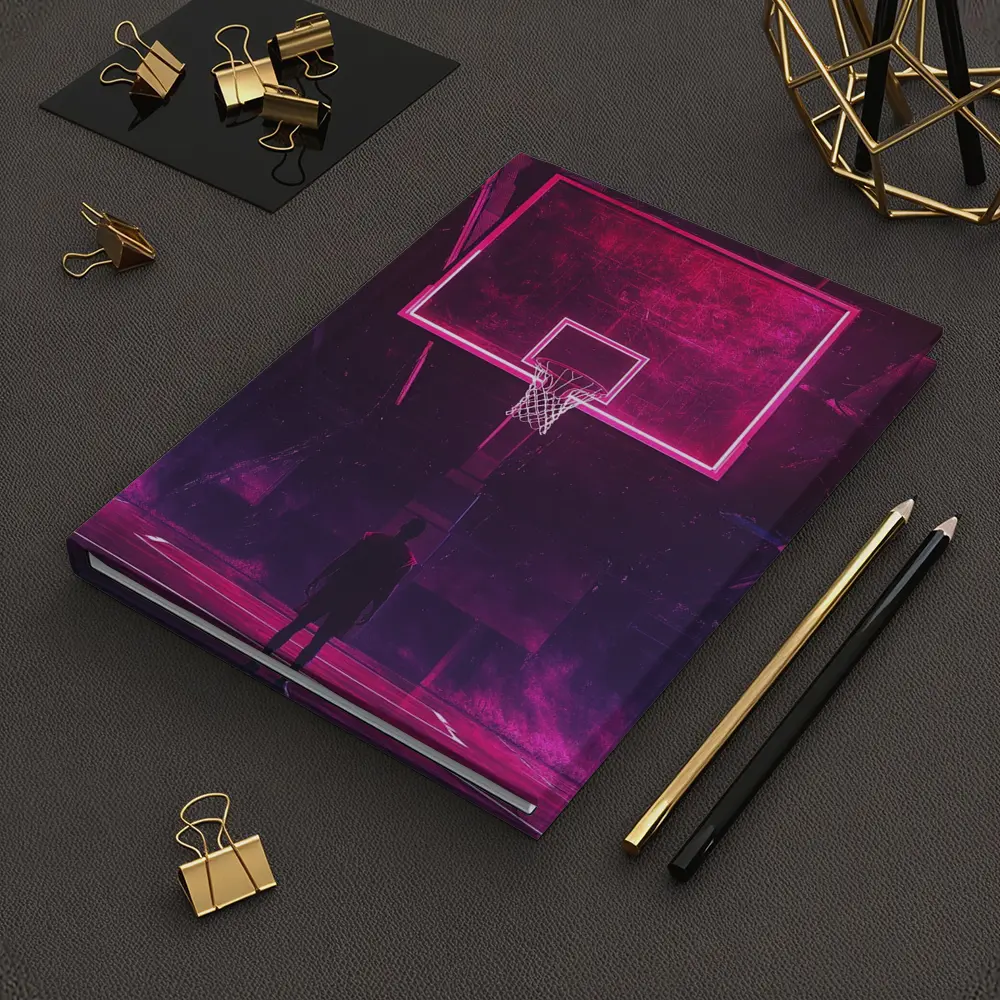 Neon Basketball Hoop Dark Court Night – Notebooks