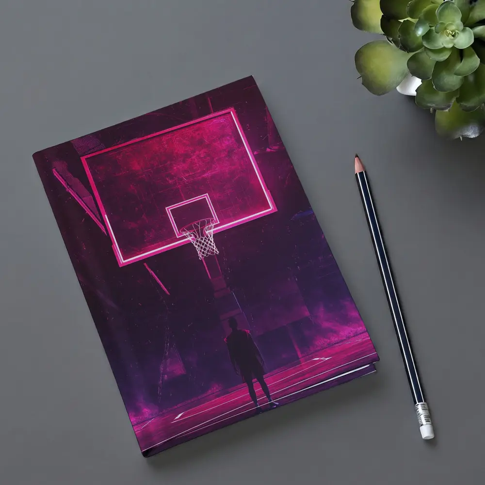 Neon Basketball Hoop Dark Court Night – Notebooks