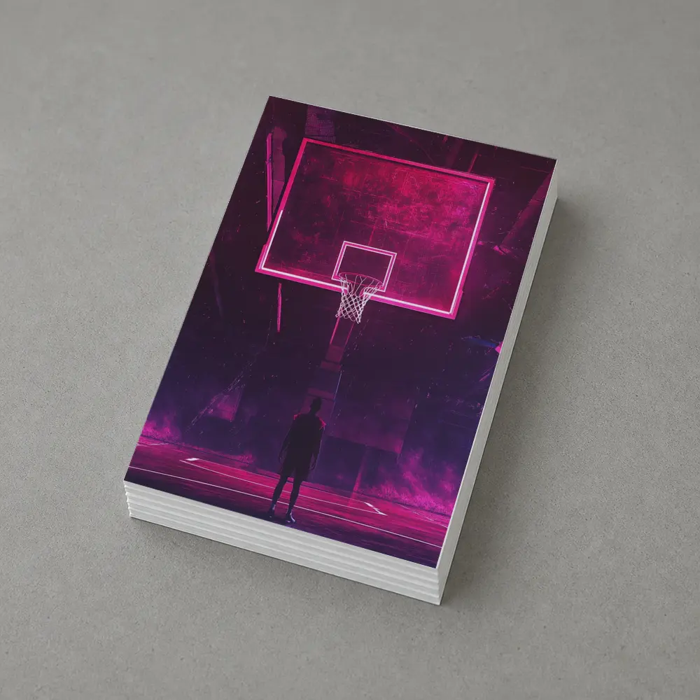 Neon Basketball Hoop Dark Court Night – Postcards