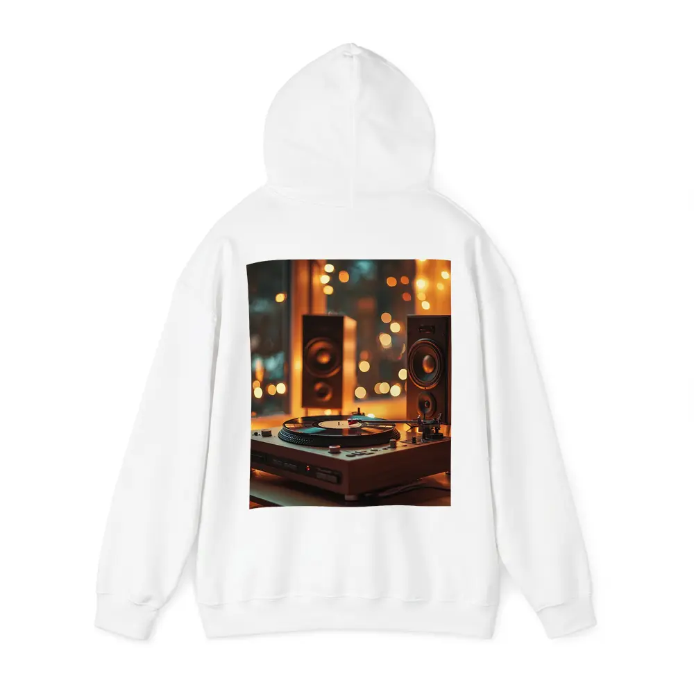 Vinyl Record Player Warm Bokeh Speakers – Hoodies