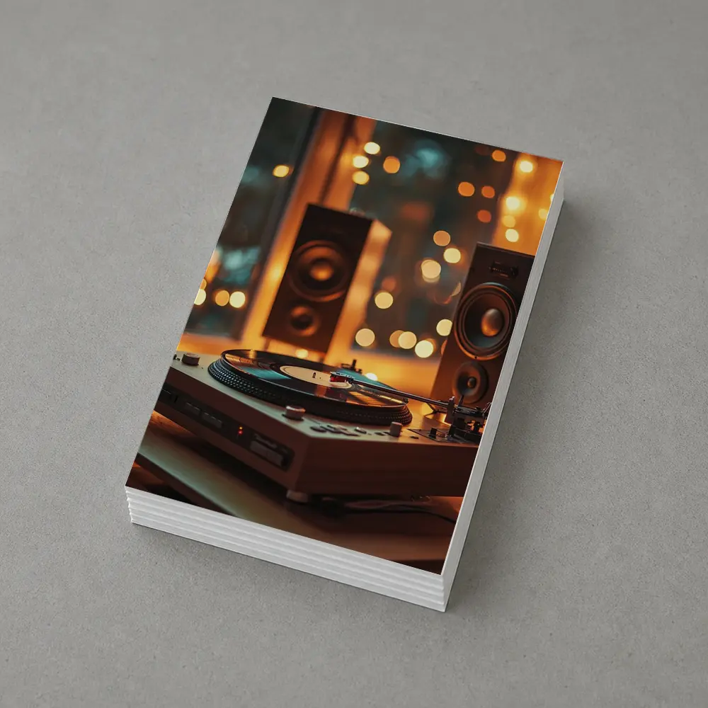 Vinyl Record Player Warm Bokeh Speakers – Postcards
