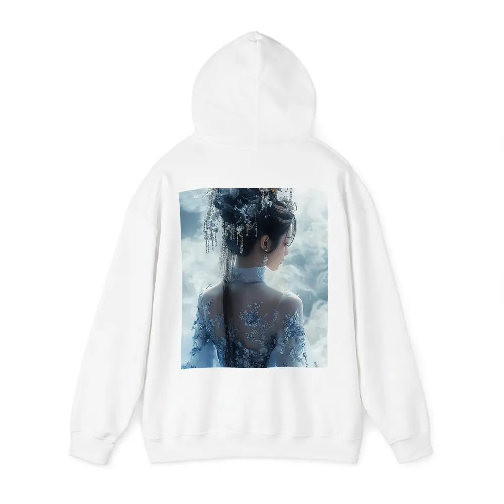Chinese Fantasy Woman Blue Floral Dress Clouds – Hoodies