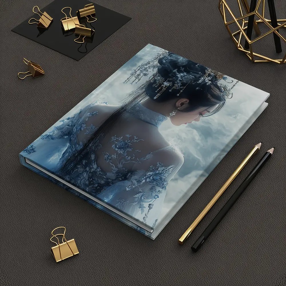 Chinese Fantasy Woman Blue Floral Dress Clouds – Notebooks
