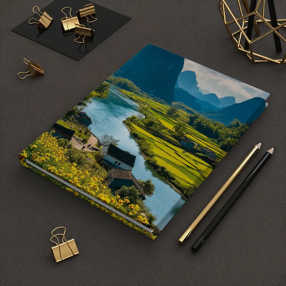 China River Valley Rice Fields Mountain Landscape – Notebooks