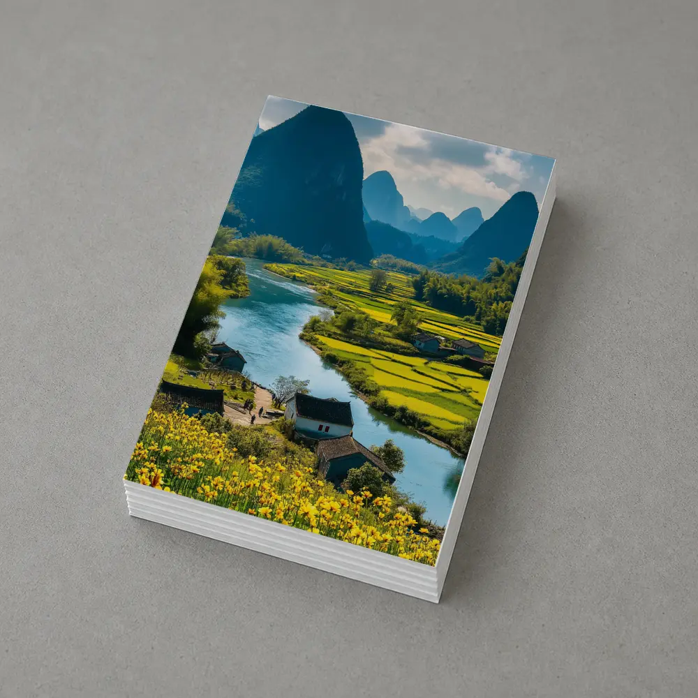 China River Valley Rice Fields Mountain Landscape – Postcards