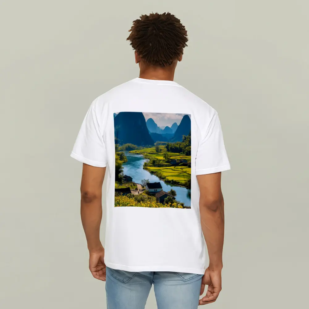 China River Valley Rice Fields Mountain Landscape – T-Shirts
