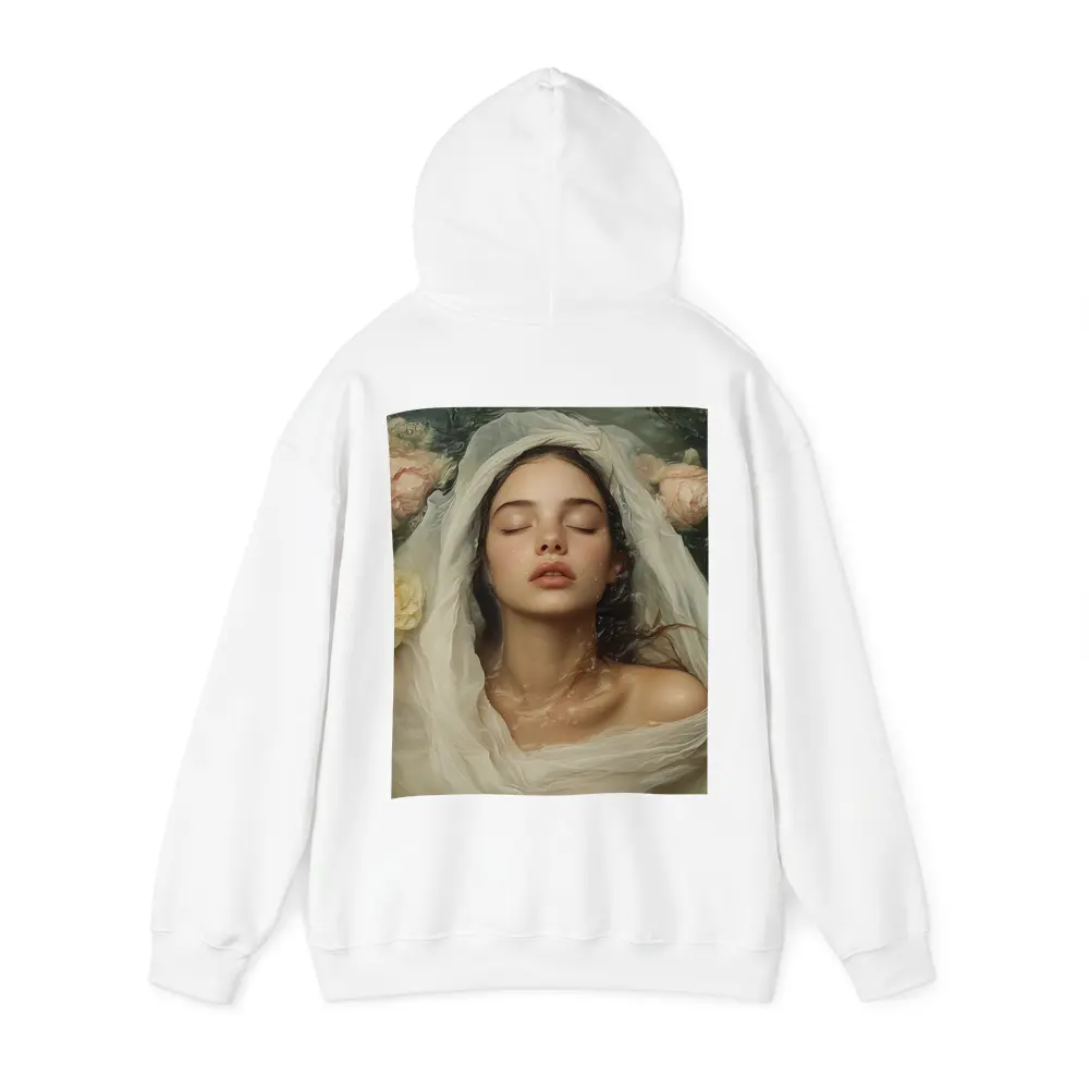 Woman Floating Among Pink Roses Water – Hoodies