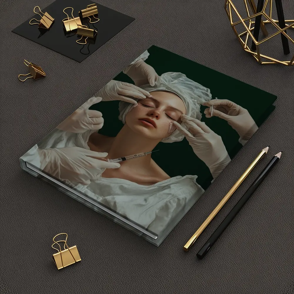 Woman Cosmetic Surgery Injection Dark Green Background – Notebooks